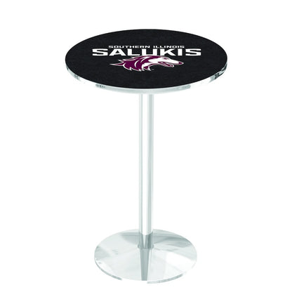 L214 Southern Illinois University 42" Tall - 36" Top Pub Table with Chrome Finish