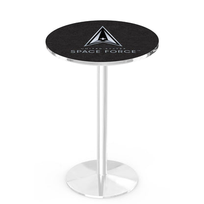United States Space Force 42" Tall - 36" Top Pub Table with Chrome Finish