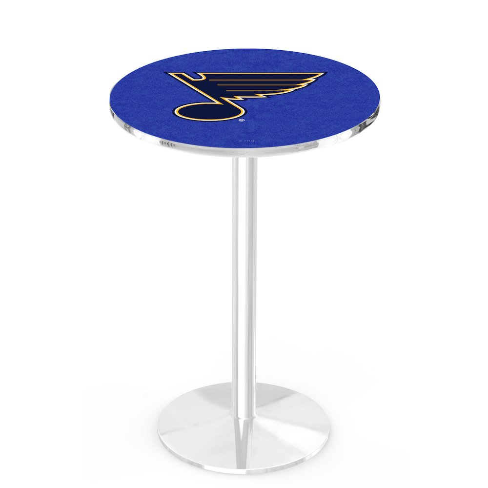 L214 St Louis Blues 42' Tall - 36' Top Pub Table w/ Chrome Finish (3260)