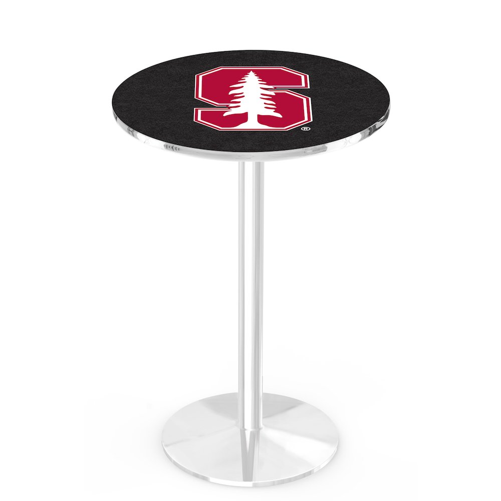 L214 Stanford University 42" Tall - 36" Top Pub Table with Chrome Finish