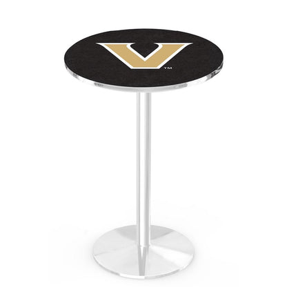L214 Vanderbilt University 42" Tall - 36" Top Pub Table with Chrome Finish