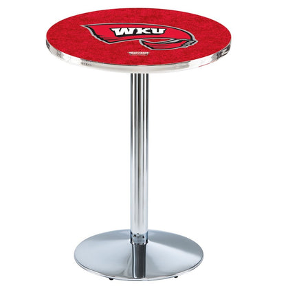L214 Western Kentucky University 42" Tall - 36" Top Pub Table with Chrome Finish