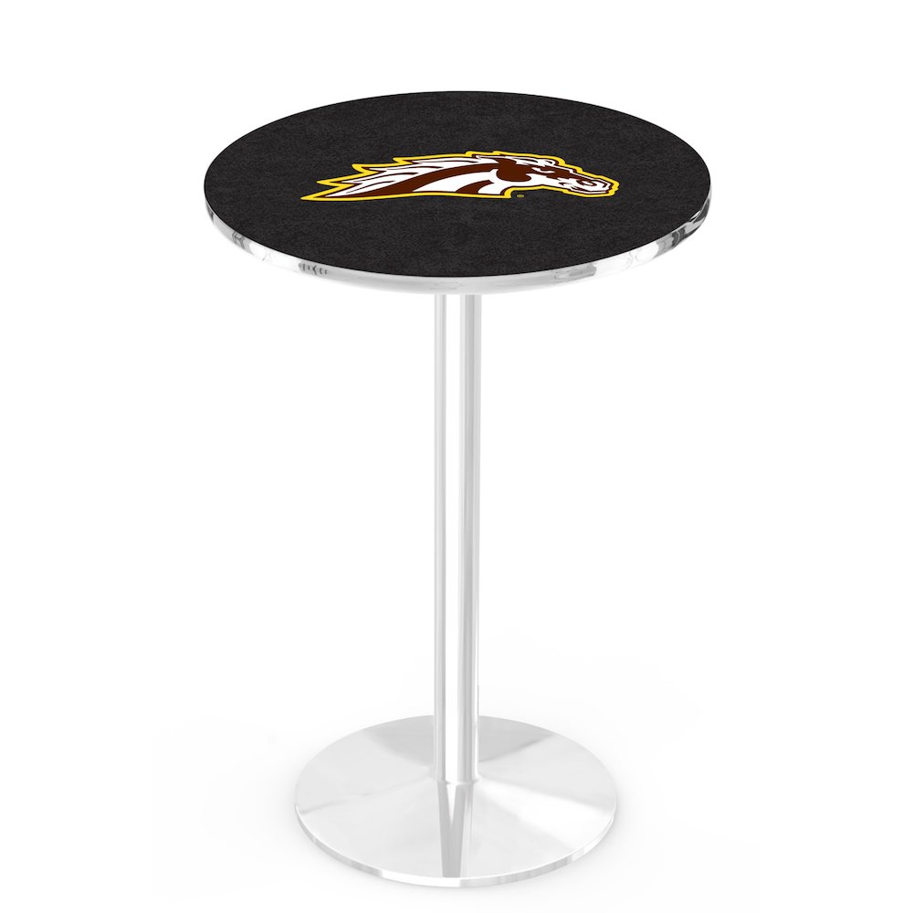 L214 Western Michigan University 42' Tall - 36' Top Pub Table w/ Chrome Finish