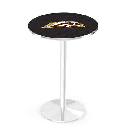 L214 Western Michigan University 42' Tall - 36' Top Pub Table w/ Chrome Finish