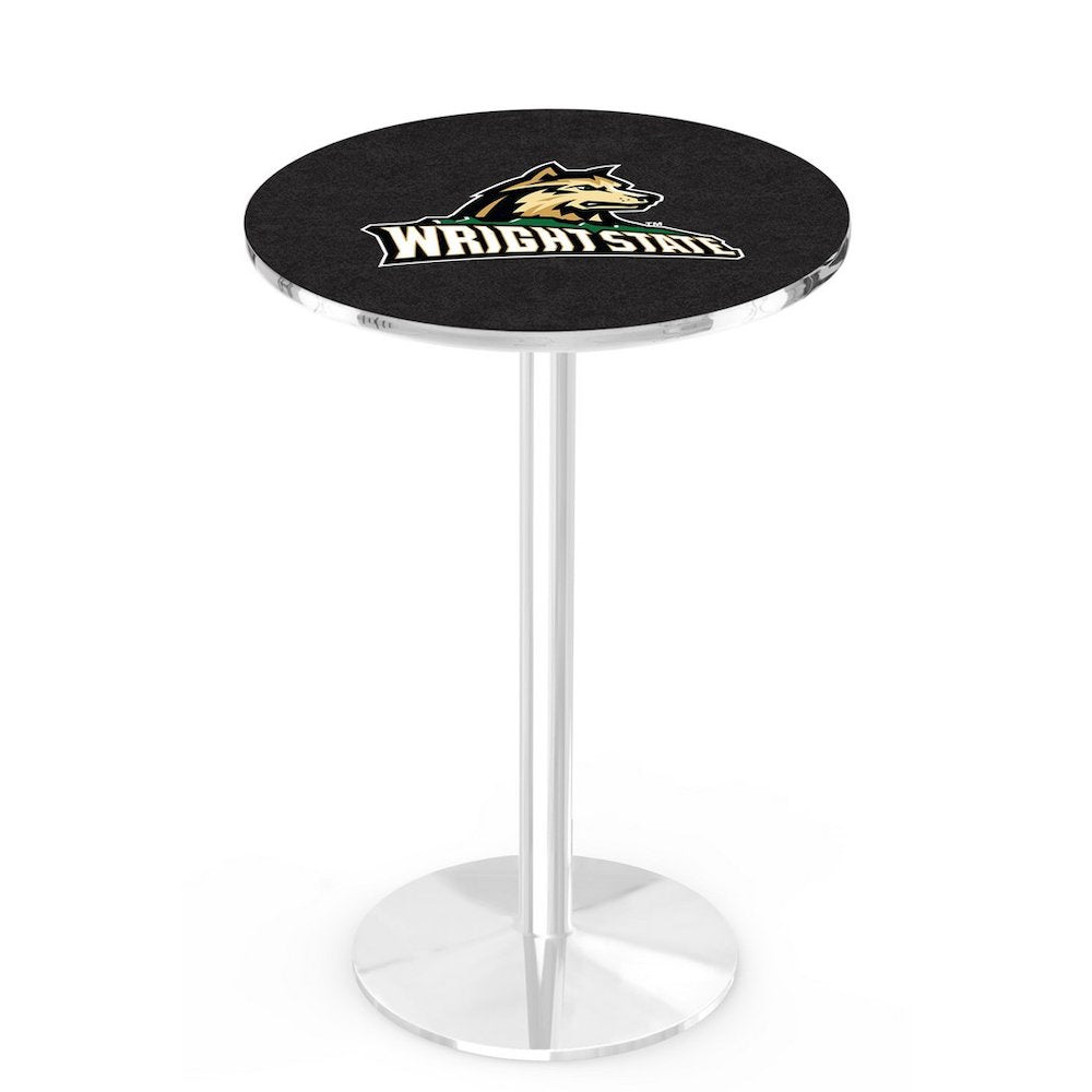 L214 Wright State University 42" Tall - 36" Top Pub Table with Chrome Finish