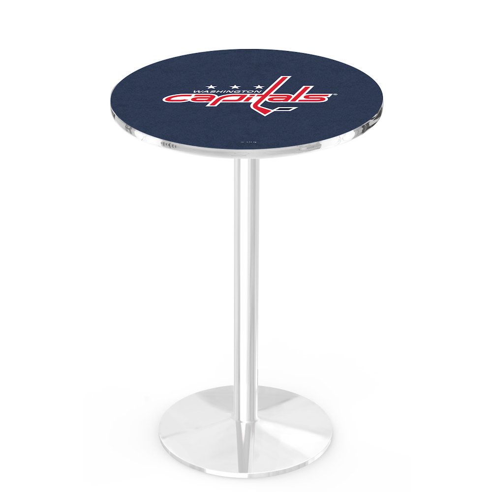 L214 Washington Capitals 42" Tall - 36" Top Pub Table with Chrome Finish (3642)