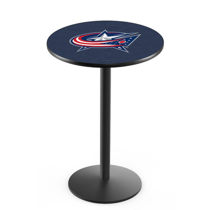 L214 Columbus Blue Jackets 42' Tall - 36' Top Pub Table w/ Black Wrinkle Finish (412)