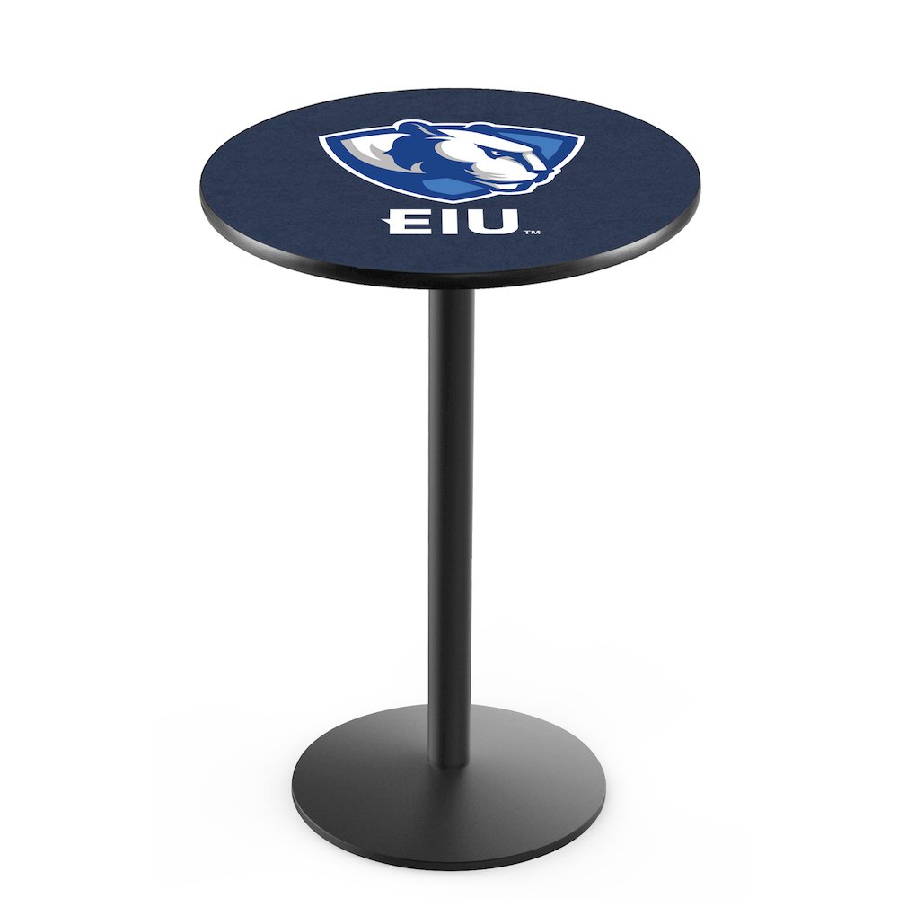 L214 Eastern Illinois University 42' Tall - 36' Top Pub Table w/ Black Wrinkle Finish