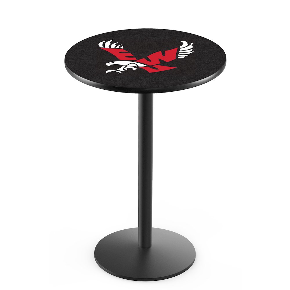 L214 Eastern Washington University 42" Tall - 36" Top Pub Table with Black Wrinkle Finish