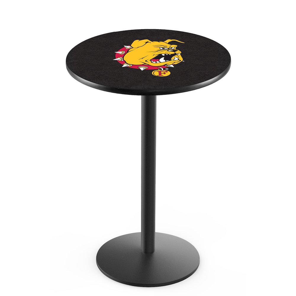 L214 Ferris State University 42" Tall - 36" Top Pub Table with Black Wrinkle Finish