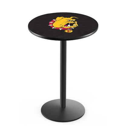 L214 Ferris State University 42" Tall - 36" Top Pub Table with Black Wrinkle Finish