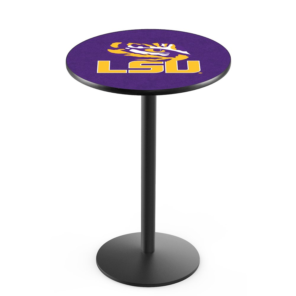 L214 Louisiana State University 42" Tall - 36" Top Pub Table with Black Wrinkle Finish
