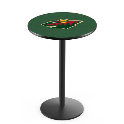 L214 Minnesota Wild 42" Tall - 36" Top Pub Table with Black Wrinkle Finish (955)