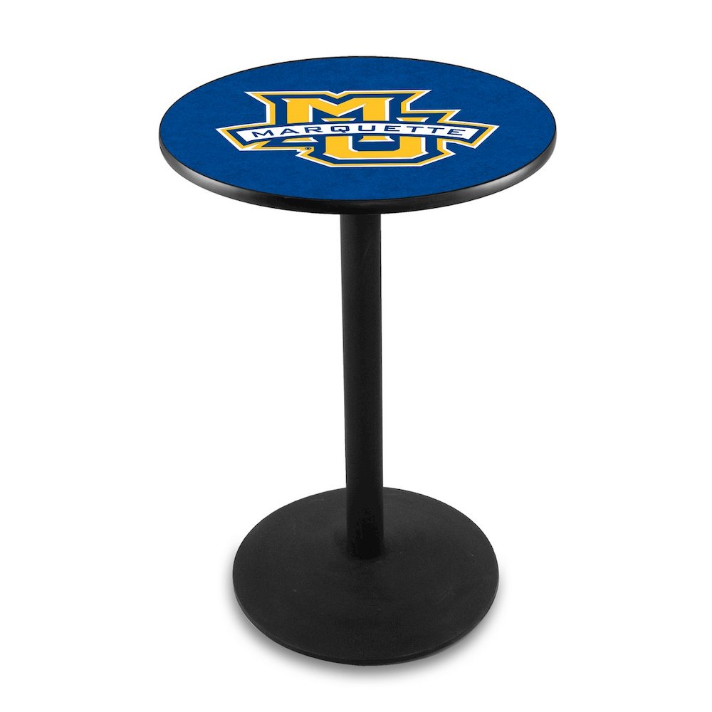 L214 Marquette University 42" Tall - 36" Top Pub Table with Black Wrinkle Finish