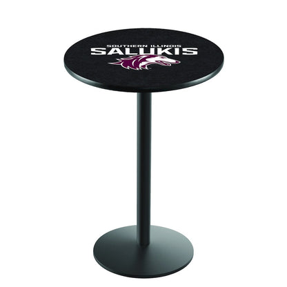 L214 Southern Illinois University 42' Tall - 36' Top Pub Table w/ Black Wrinkle Finish