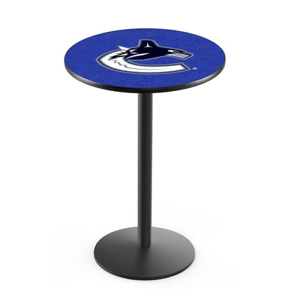 L214 Vancouver Canucks 42" Tall - 36" Top Pub Table with Black Wrinkle Finish (1679)