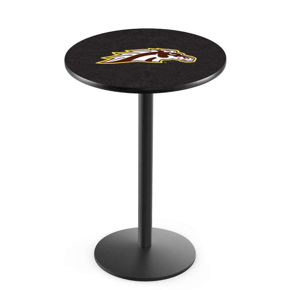 L214 Western Michigan University 42" Tall - 36" Top Pub Table with Black Wrinkle Finish