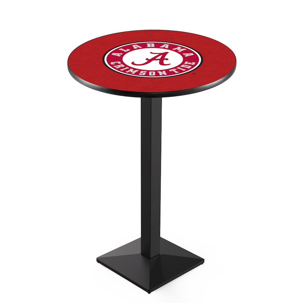 L217 University of Alabama (Script A)  42" Tall - 36" Top Pub Table with Black Wrinkle Finish