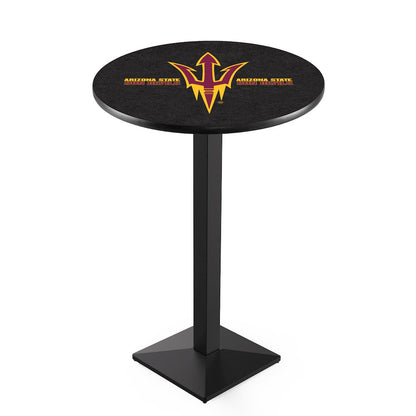 L217 Arizona State University (Pitchfork) 42" Tall - 36" Top Pub Table with Black Wrinkle Finish