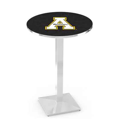 L217 Appalachian State University 42" Tall - 36" Top Pub Table with Chrome Finish