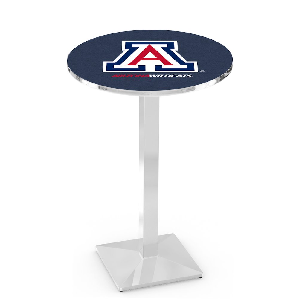 L217 University of Arizona 42' Tall - 36' Top Pub Table w/ Chrome Finish