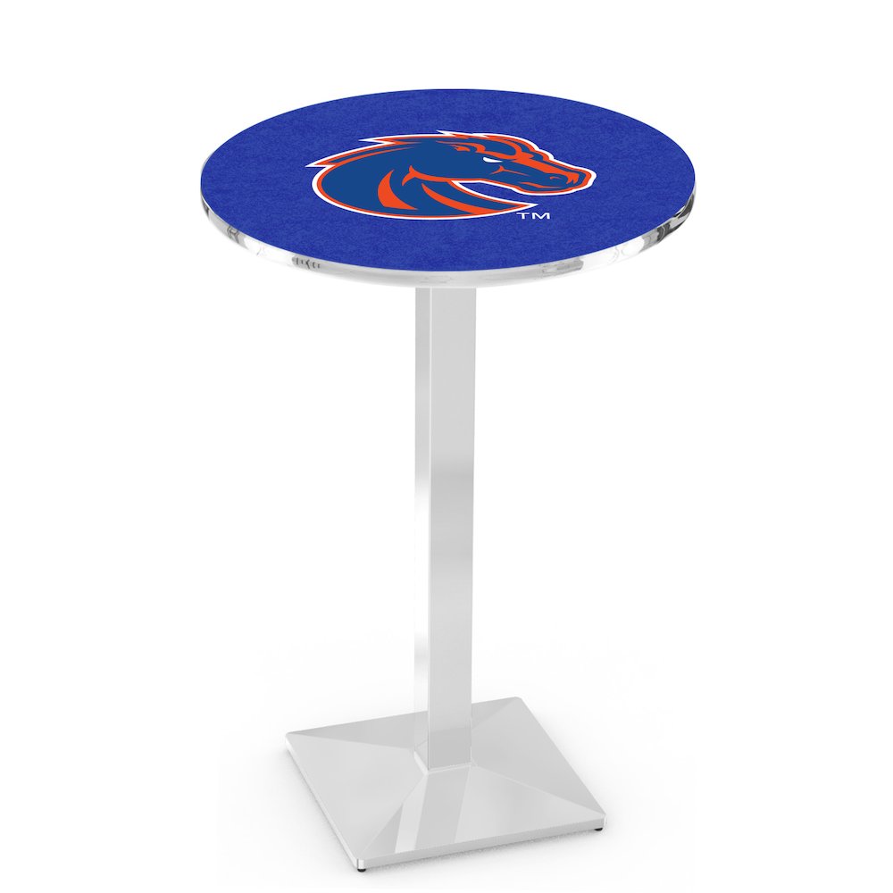 L217 Boise State University 42" Tall - 36" Top Pub Table with Chrome Finish