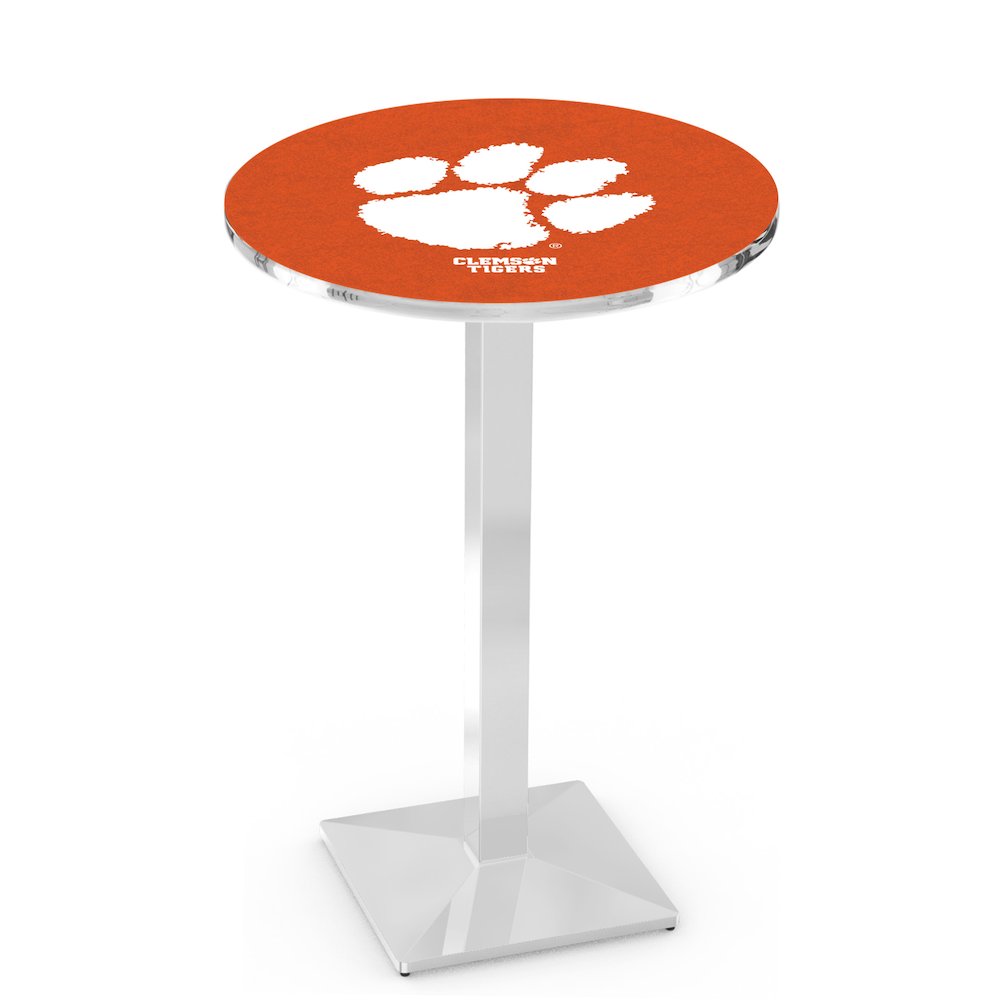 L217 Clemson 42" Tall - 36" Top Pub Table with Chrome Finish