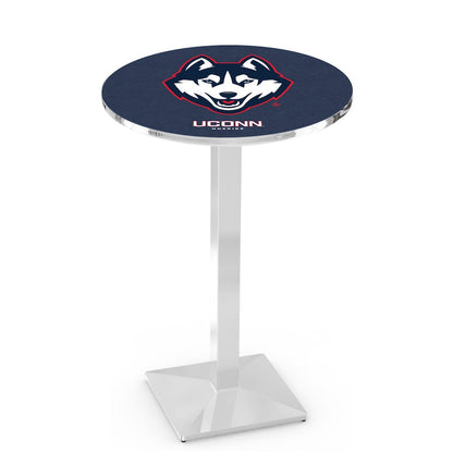 L217 University of Connecticut 42' Tall - 36' Top Pub Table w/ Chrome Finish