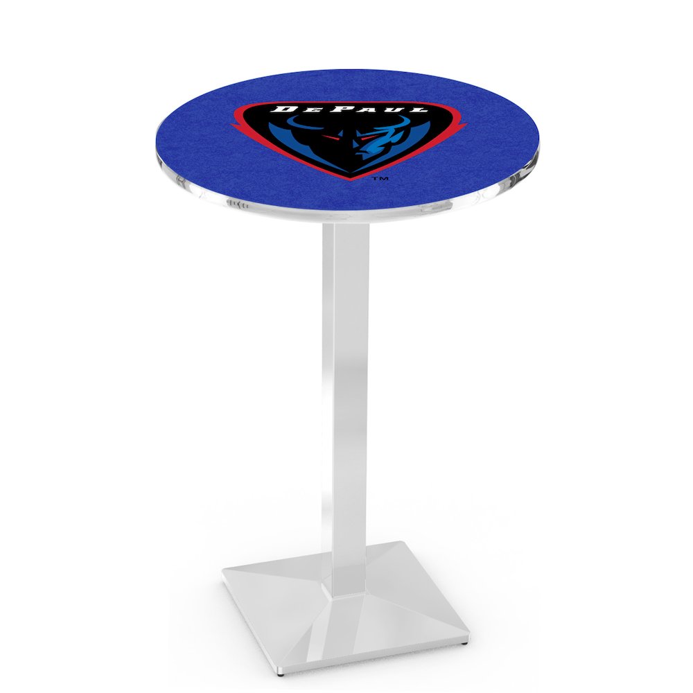 L217 DePaul University 42' Tall - 36' Top Pub Table w/ Chrome Finish