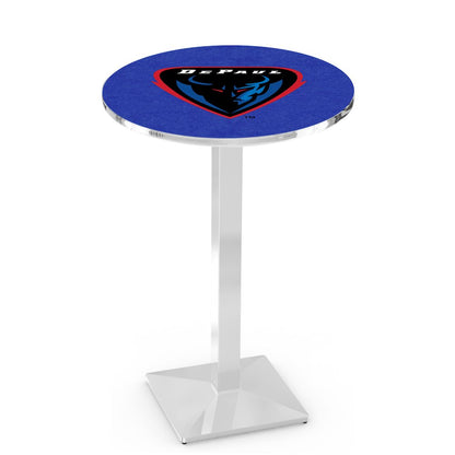 L217 DePaul University 42' Tall - 36' Top Pub Table w/ Chrome Finish
