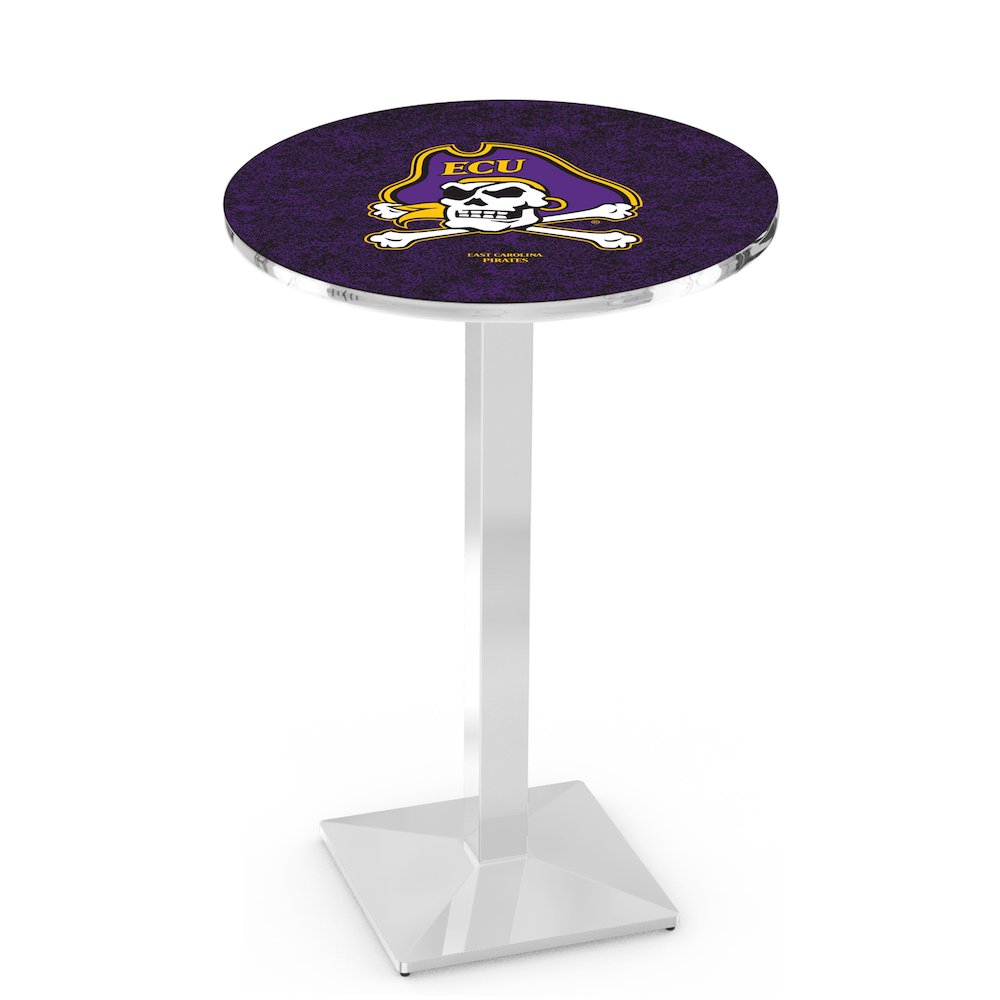 L217 East Carolina University 42' Tall - 36' Top Pub Table w/ Chrome Finish