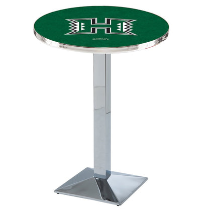 L217 University of Hawaii 42' Tall - 36' Top Pub Table w/ Chrome Finish