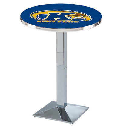 L217 Kent State University 42" Tall - 36" Top Pub Table with Chrome Finish