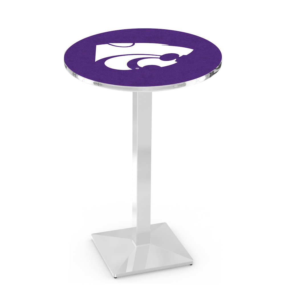 L217 Kansas State University 42' Tall - 36' Top Pub Table w/ Chrome Finish