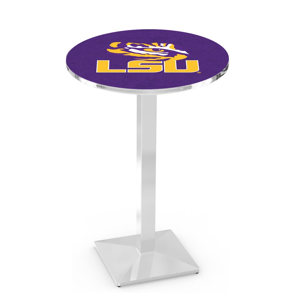 L217 Louisiana State University 42" Tall - 36" Top Pub Table with Chrome Finish