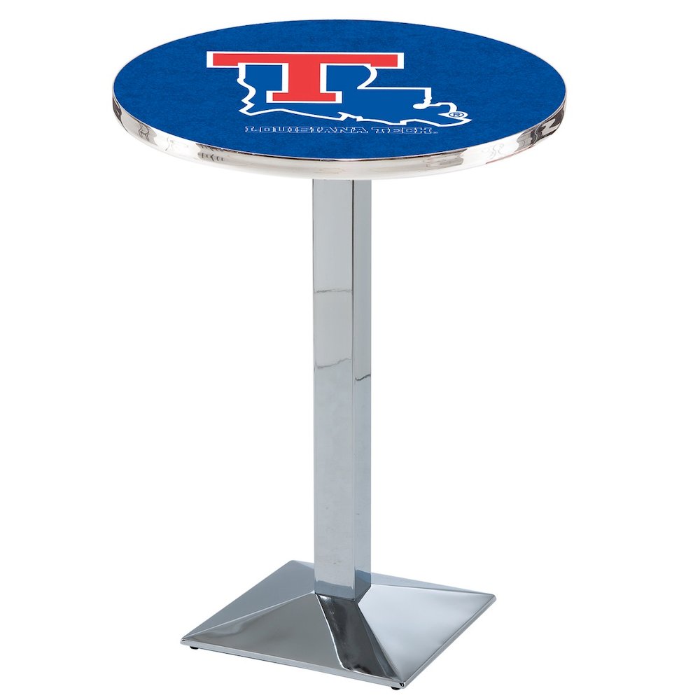 L217 Louisiana Tech University 42' Tall - 36' Top Pub Table w/ Chrome Finish