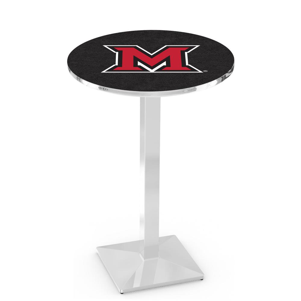 L217 Miami University (OH) 42' Tall - 36' Top Pub Table w/ Chrome Finish