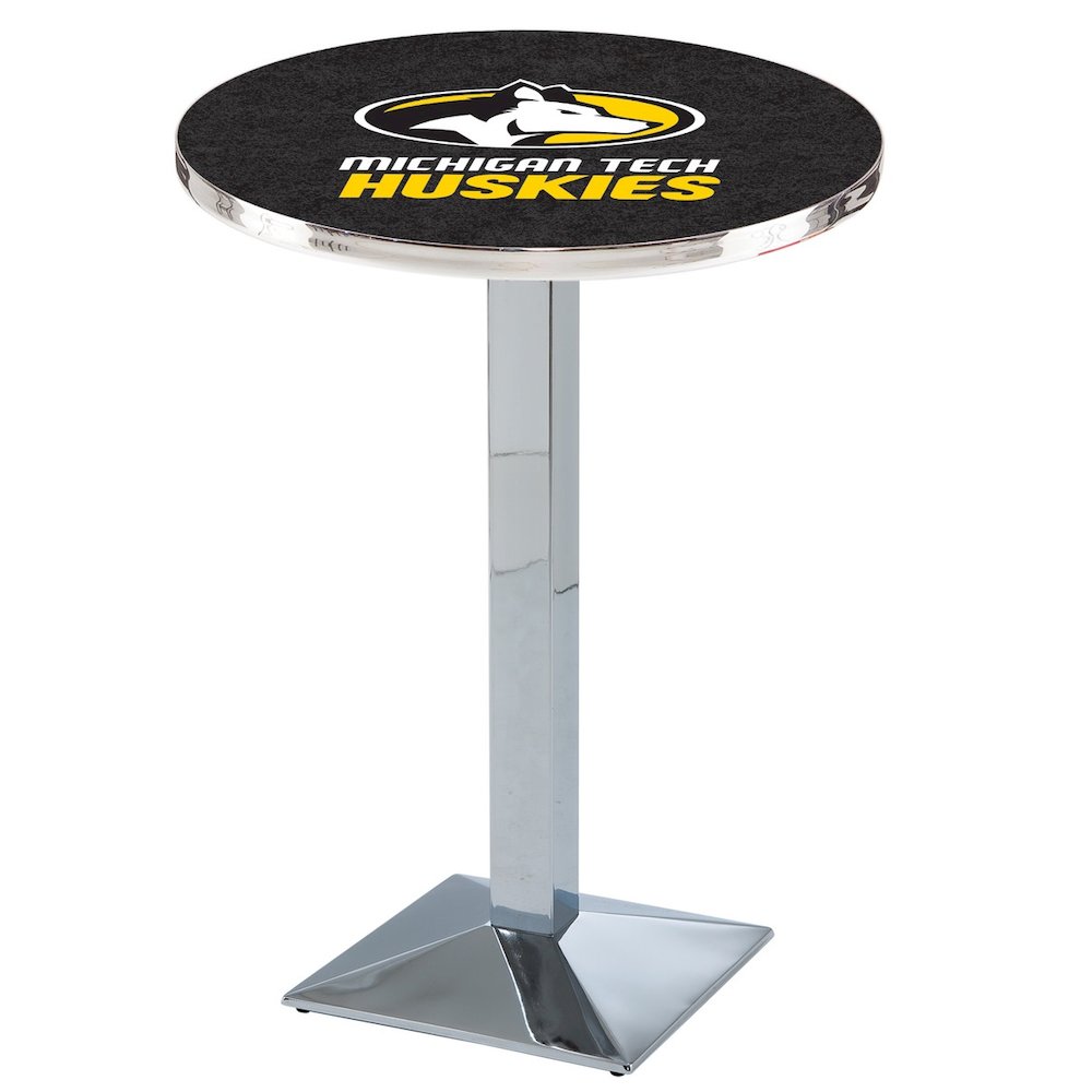 L217 Michigan Tech University 42' Tall - 36' Top Pub Table w/ Chrome Finish