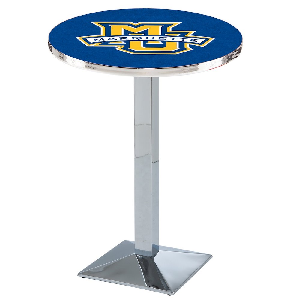 L217 Marquette University 42" Tall - 36" Top Pub Table with Chrome Finish