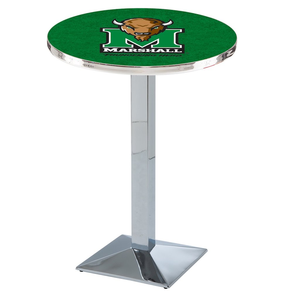 L217 Marshall University 42' Tall - 36' Top Pub Table w/ Chrome Finish