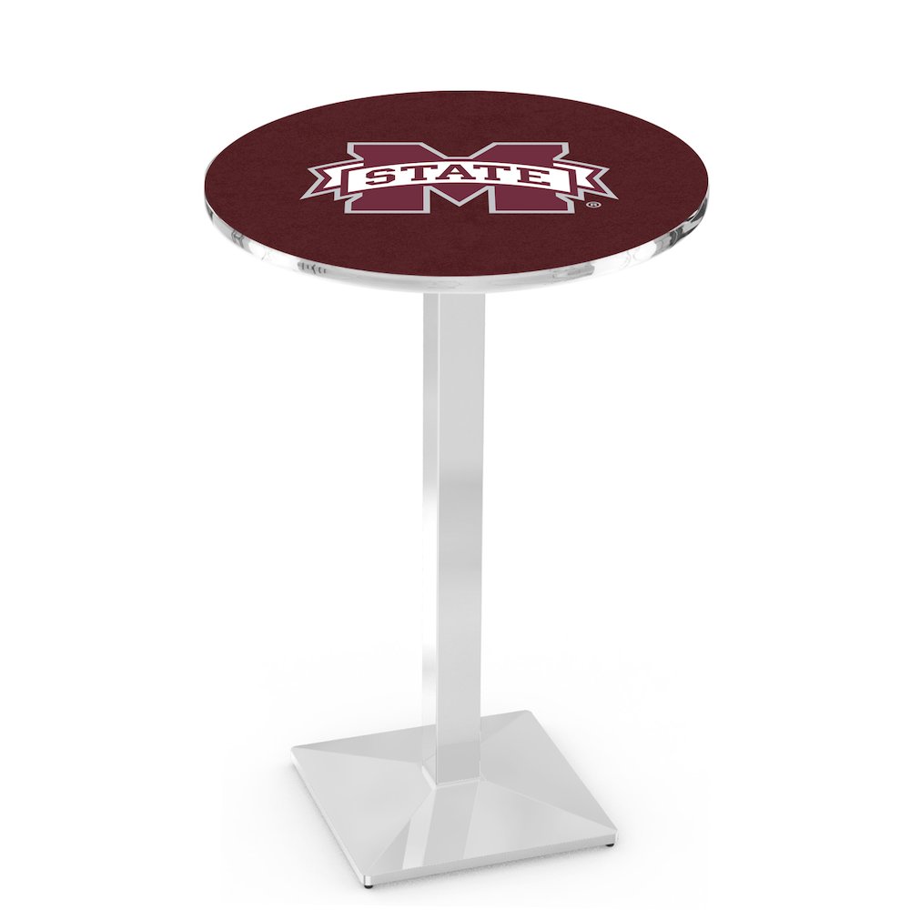 L217 Mississippi State University 42" Tall - 36" Top Pub Table with Chrome Finish