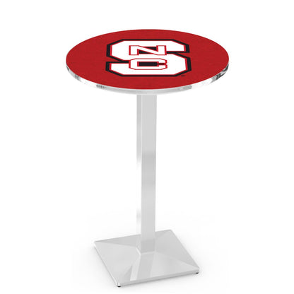 L217 North Carolina State University 42' Tall - 36' Top Pub Table w/ Chrome Finish