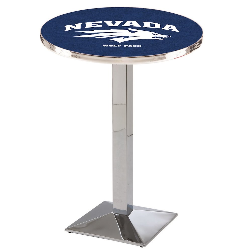 L217 University of Nevada 42' Tall - 36' Top Pub Table w/ Chrome Finish
