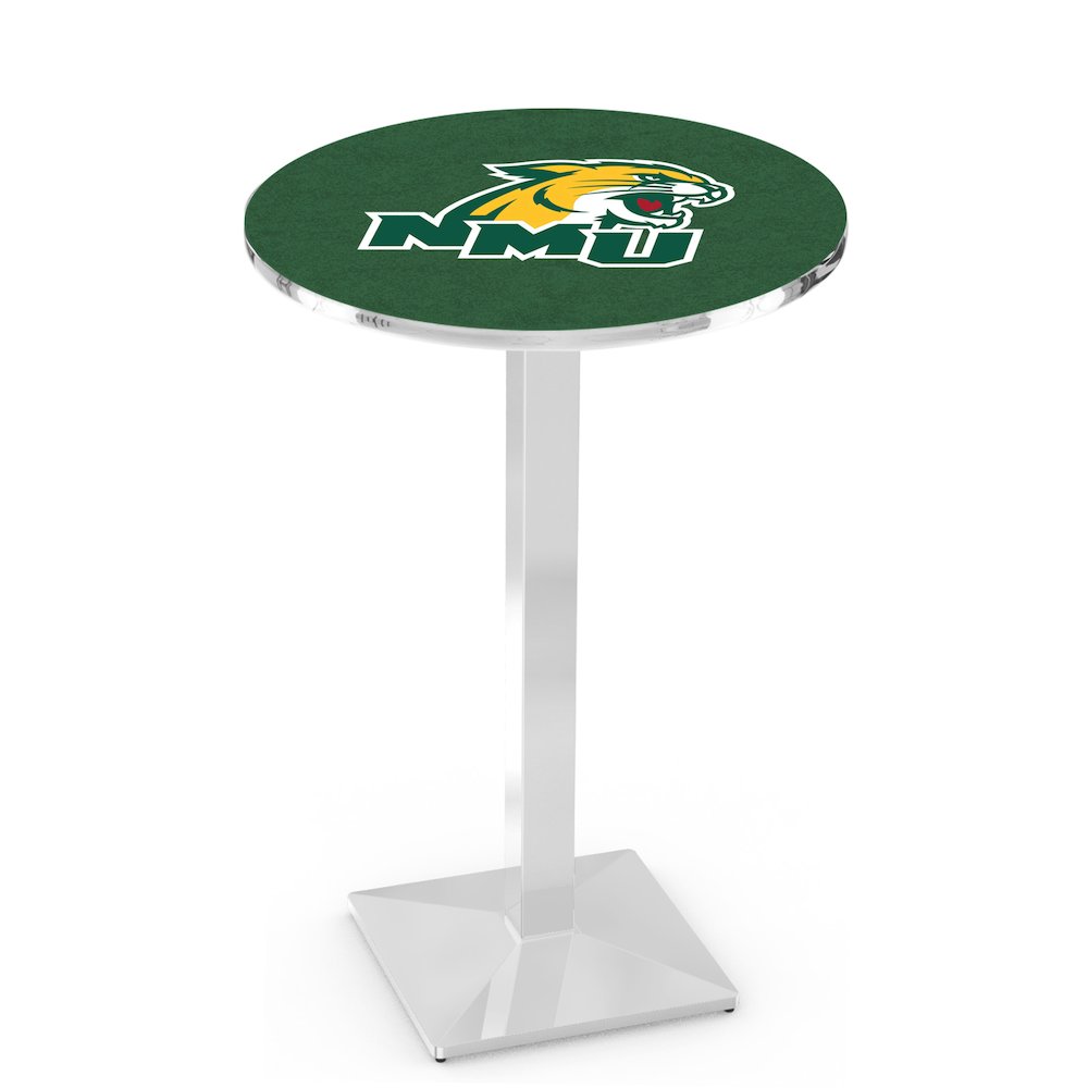 L217 Northern Michigan University 42' Tall - 36' Top Pub Table w/ Chrome Finish