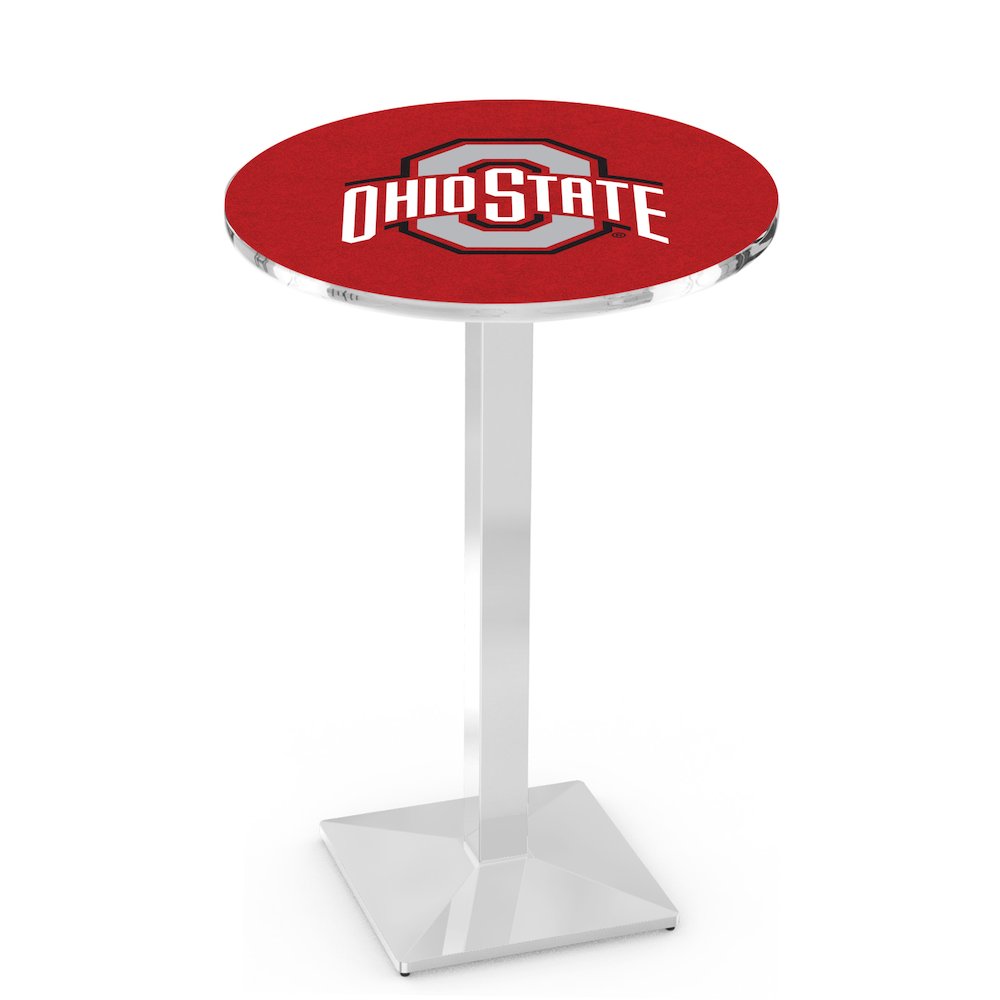 L217 Ohio State University 42' Tall - 36' Top Pub Table w/ Chrome Finish