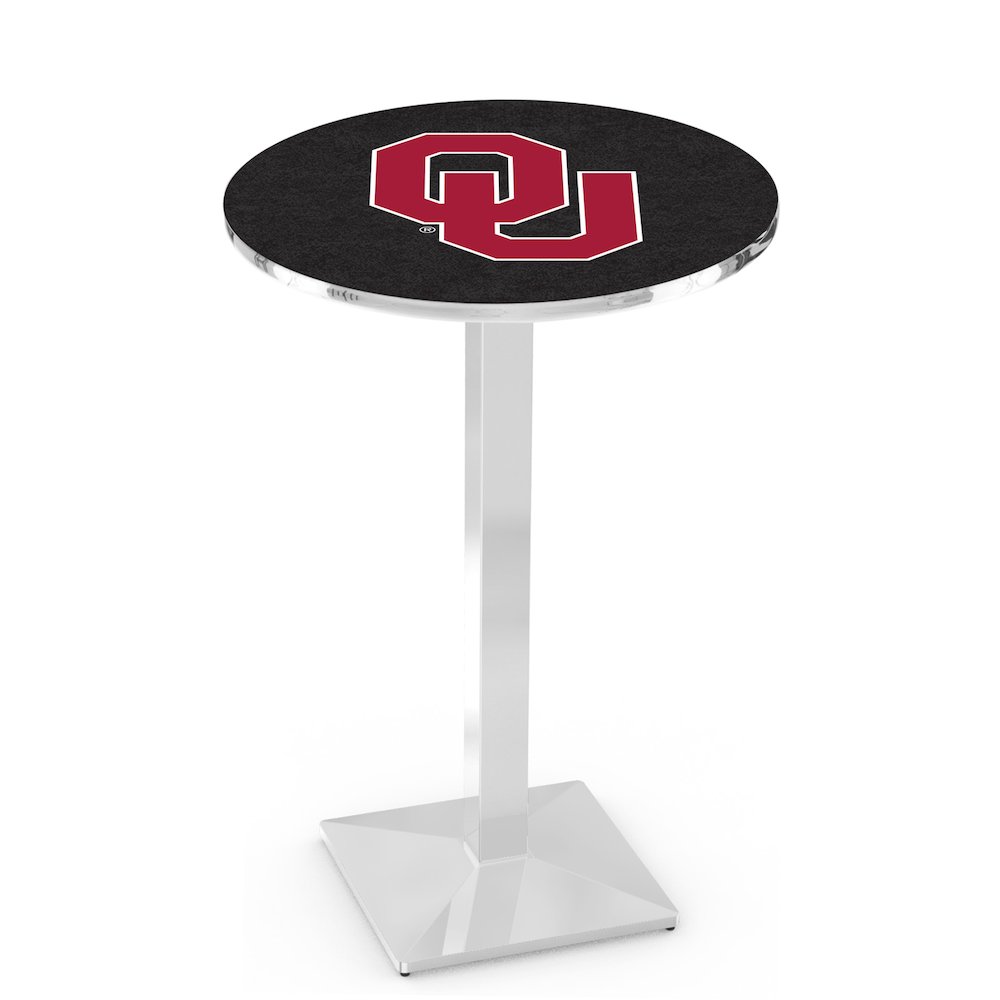 L217 Oklahoma University 42" Tall - 36" Top Pub Table with Chrome Finish