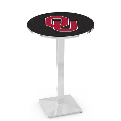 L217 Oklahoma University 42" Tall - 36" Top Pub Table with Chrome Finish