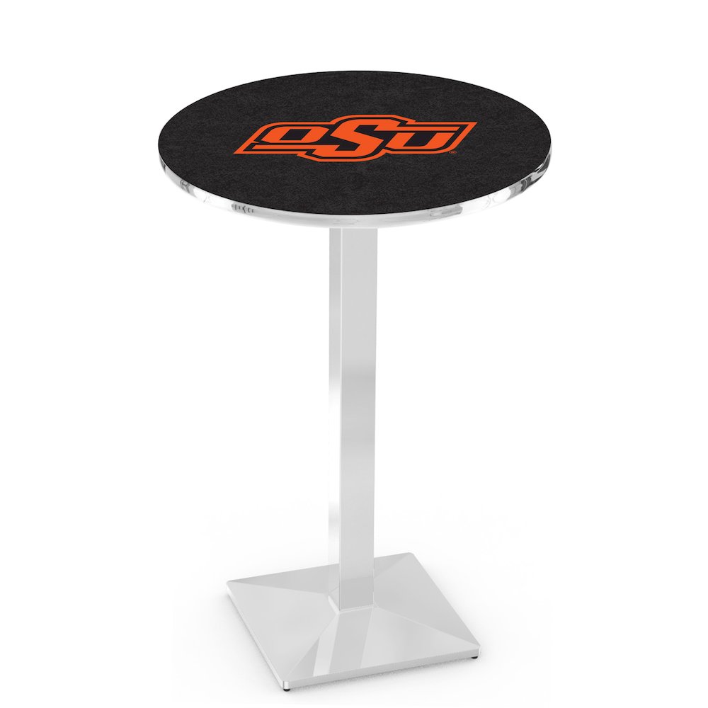 L217 Oklahoma State University 42' Tall - 36' Top Pub Table w/ Chrome Finish