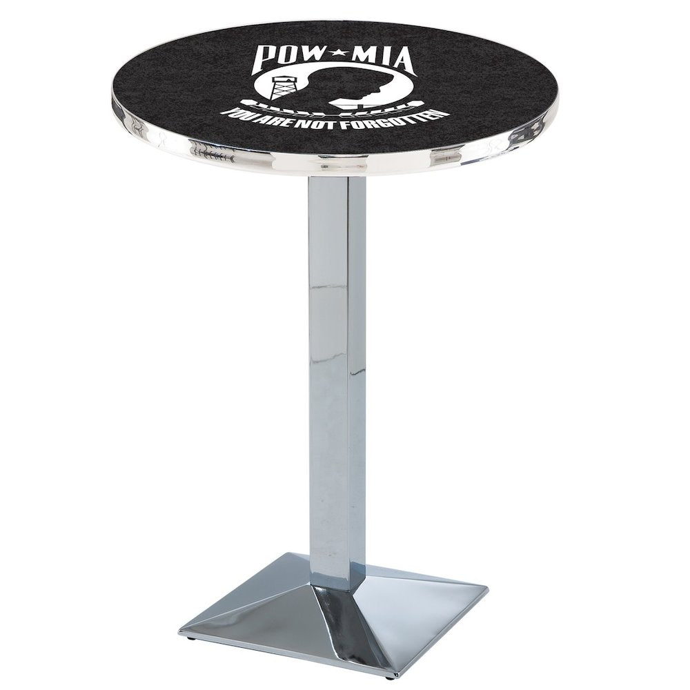 L217 POW/MIA 42" Tall - 36" Top Pub Table with Chrome Finish