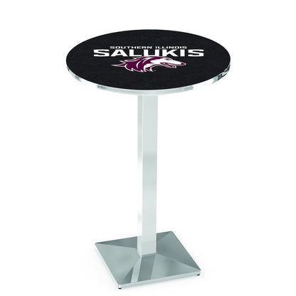 L217 Southern Illinois University 42' Tall - 36' Top Pub Table w/ Chrome Finish